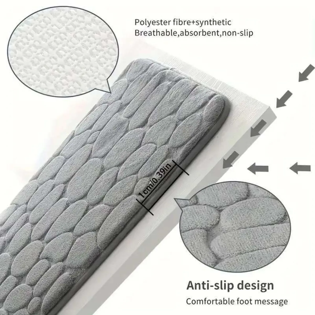 1PC Non Slip Bathroom Mat Bath Mats Absorbent Doormat Carpet Cobblestone Embossed Door Floor Mats Machine Washable Quick Drying
