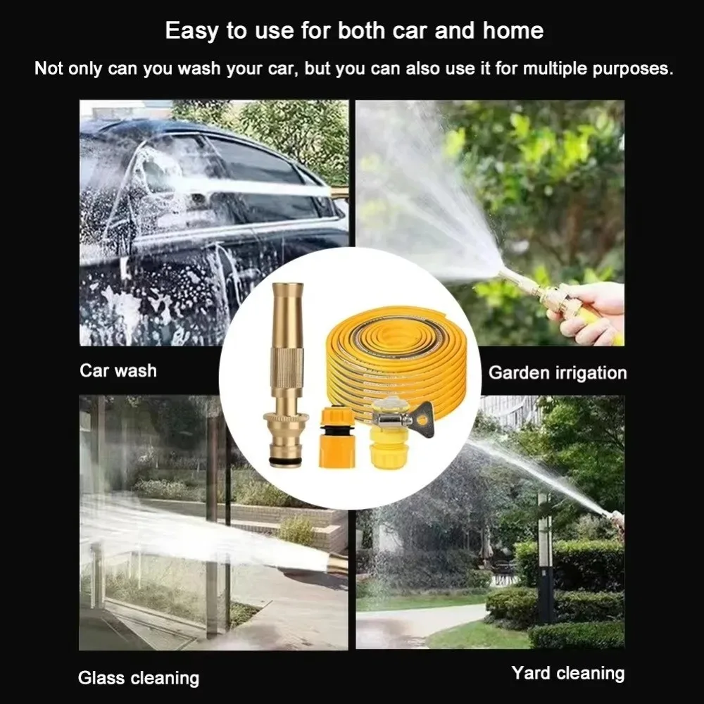 Mangueira de jardim expansível de alta pressão 5M/10M com bico de spray multifuncional para lavagem e irrigação de carros ﻿