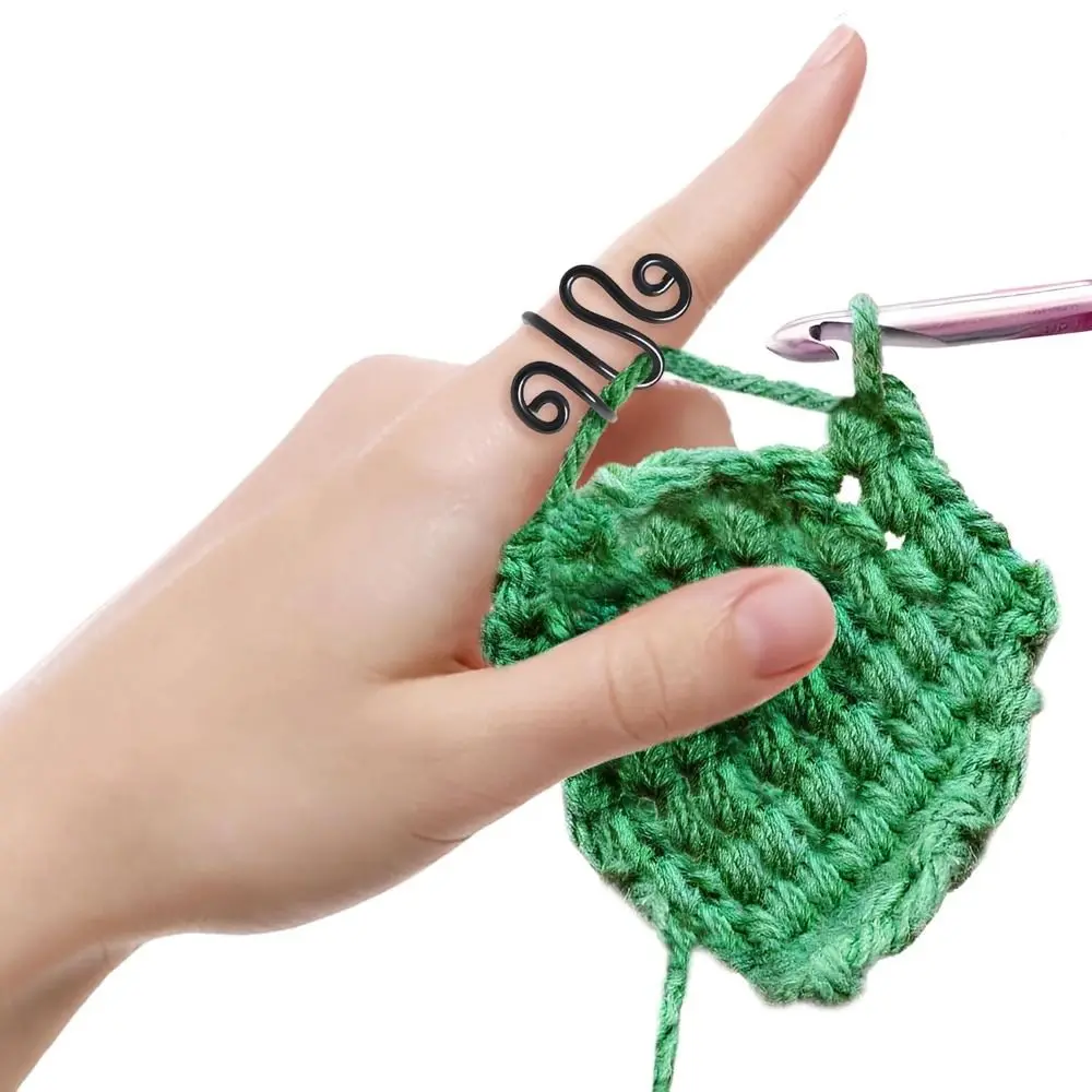 Sewing Accessories Adjustable Crochet Finger Ring Thimble Ring Crafts Adjustable Hook Ring Finger Wear DIY Knitting Loop Crochet