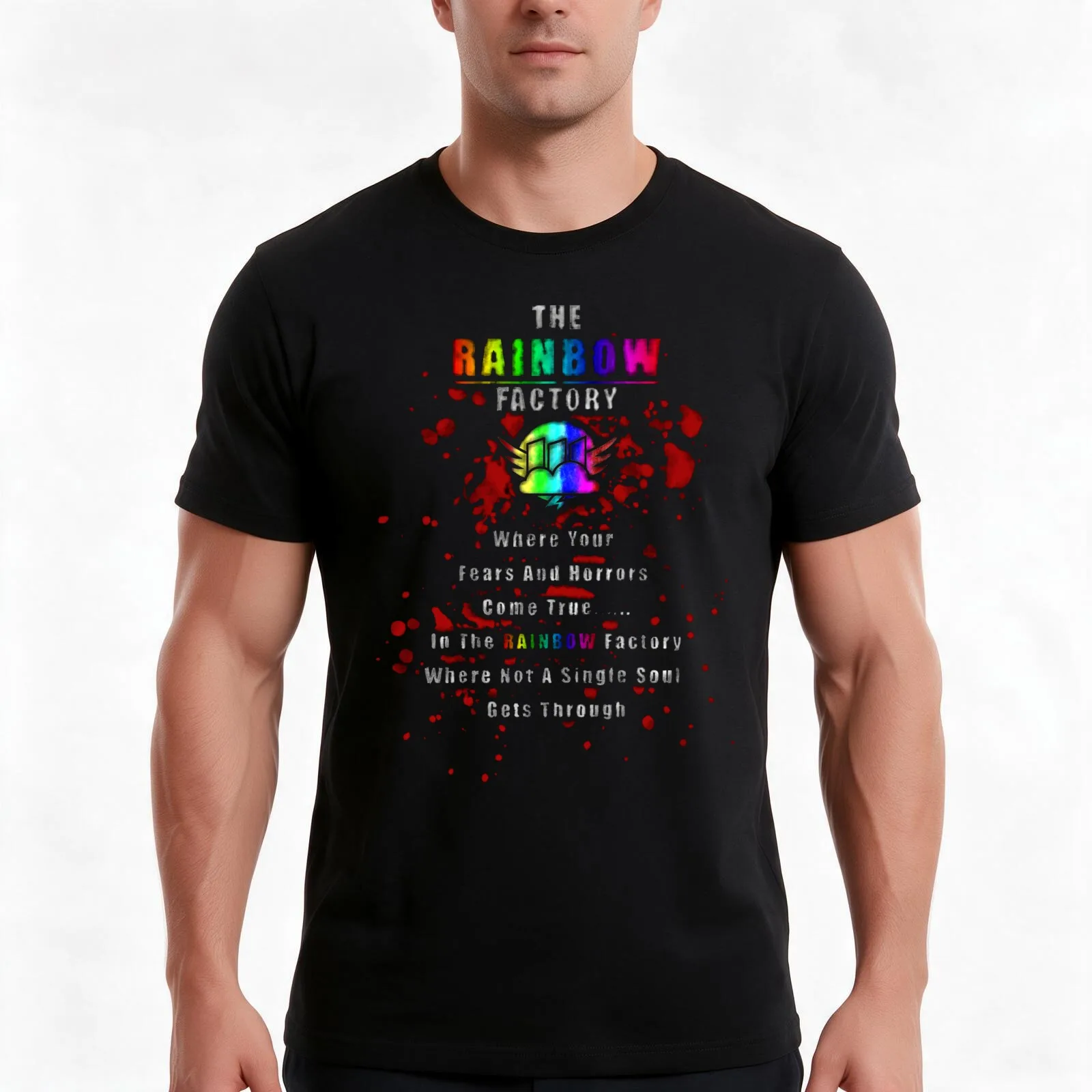 Rainbow Factory T-Shirt Summer Casual Cotton Tee Oversized Streetwear Tops Vintage Graphic Print Loose Fit Short Sleeve