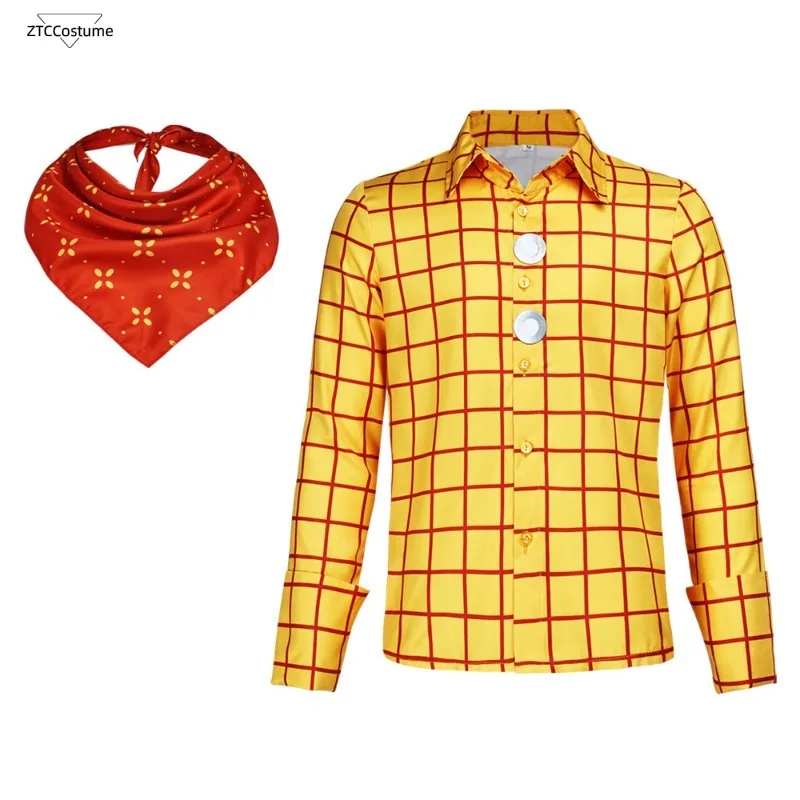 Adult Toy Woody Cos Costume Story Halloween Woody Tracy Cosplay Shirt Vest Bandana Cowboy Sheriff Role-playing Costume