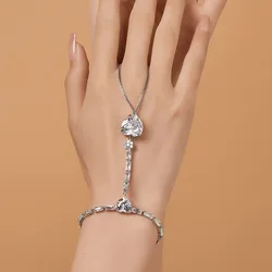 Stonefans สร้อยข้อมือหัวใจ CZ ทำด้วยมือสุดหรูโซ่มือสำหรับผู้หญิงปรับกำไลข้อมือด้านหลังได้เครื่องประดับแหวนใส่นิ้วแฟรี่ทาส