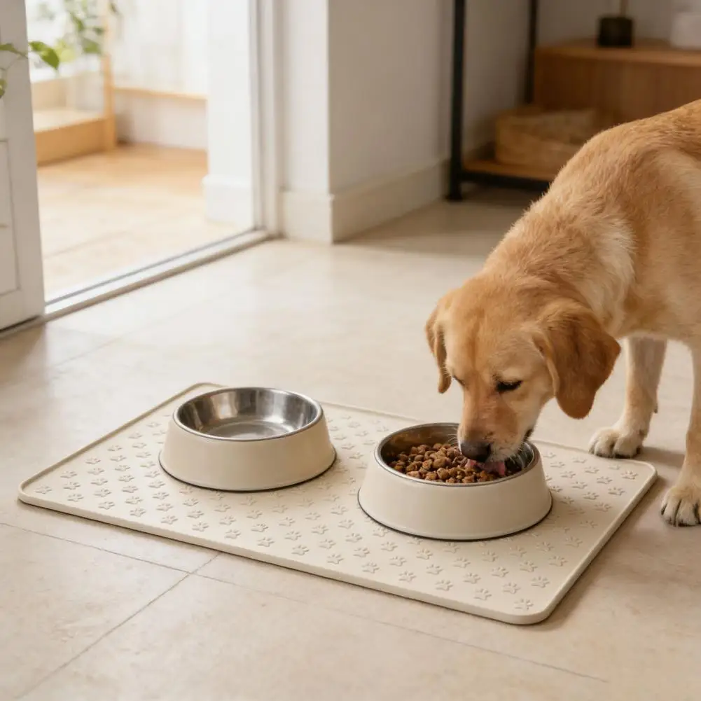 

Pet Food Spill Mat Soft Silicone Dog Feeding Mat Non-Skid Waterproof Pet Dining Accessory for Cats Dogs Food Dish Water Bowl