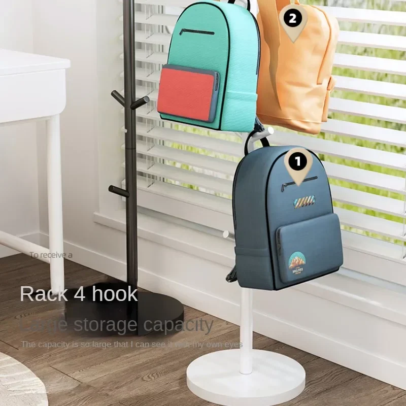 Children's Book Bag Rack Backpack Hanging Rack Home Coat Stand Floor Single Rod Desk Side Hanging Bag Shelf Practical Storage