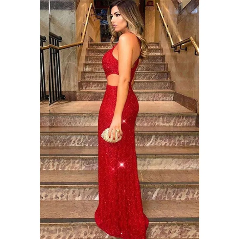 2024 Women's Spring Fall Light Luxury Niche Dress Ladies High-end Banquet Temperament Red Fishtail Host Evening Skirt Dresses