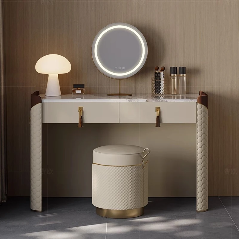 

European Makeup Vanity Table Desk Mirror Bedroom Chair Dressing Table Wood Service Cosmetics Penteadeira Postmodern Furniture