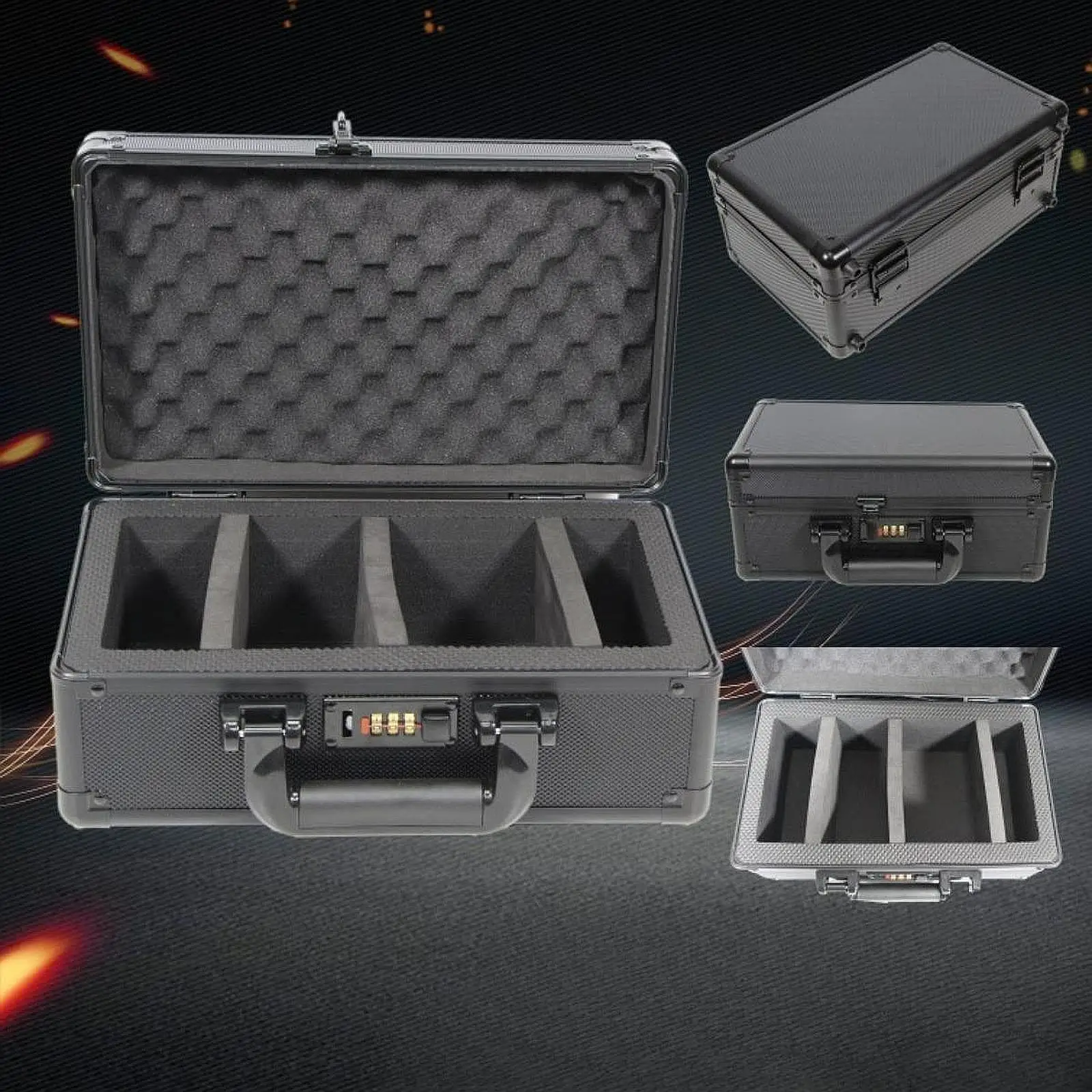 

Trading Card Storage Box Carrying Case Waterproof Lined with Sponge Lockable Card Display Box for Kids Rigid Cards