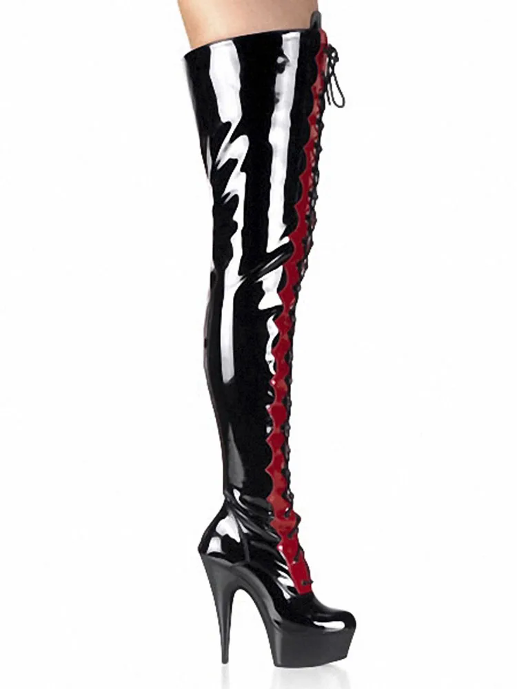 Over The Knee Boots thigh high stripper 15CM  6 Inches Crossdresser Platform Sexy Fetish exotic Pole Dance Gothic Women 6 Inch