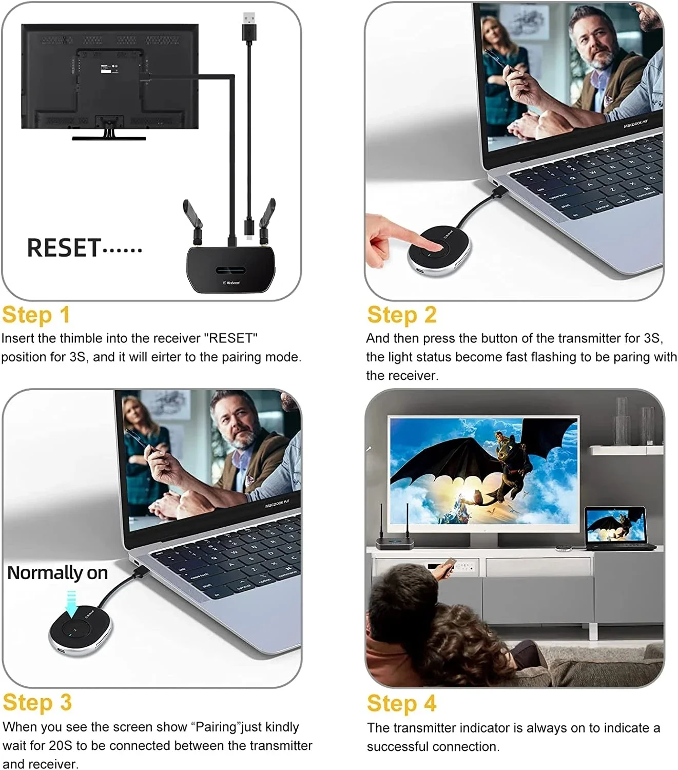 50 متر اللاسلكية HDMI فيديو الارسال والاستقبال موسع عرض محول دونغل 4 كيلو 5 جرام ل PS4 الكمبيوتر إلى شاشة التلفاز العارض عصا