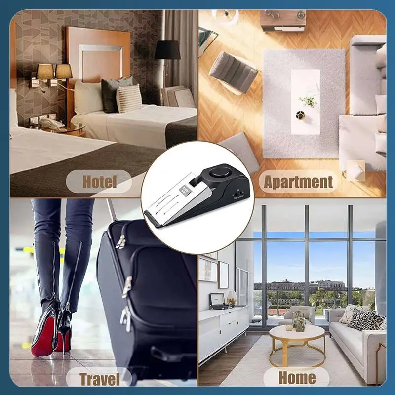 AB02 4 Pack Door Stop Alarm, Door Alarm With 120DB Security Siren, Door Alarms For Home Security, Door Stopper Alarm