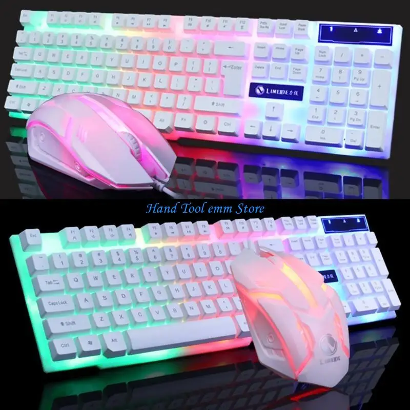 H37F Durable Computer Replacement Keyboard & Mouse Creative GTX300 RGB Backlight Gaming Mouse Keyboard Combos Set for PC