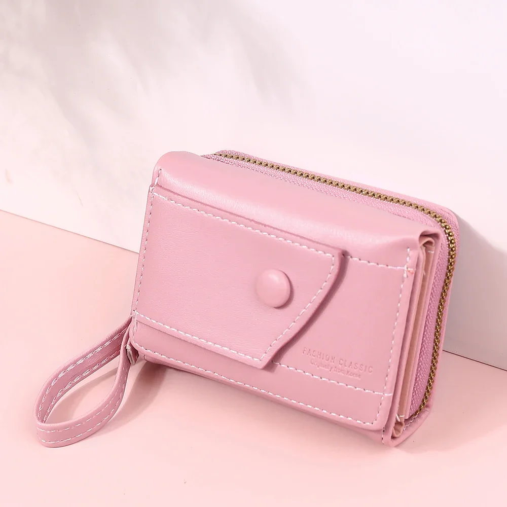 

2023 New Fashion Short Women's Folding Wallet PU Leather Women's Small Pocket Coin Wallet Zipper Wallet