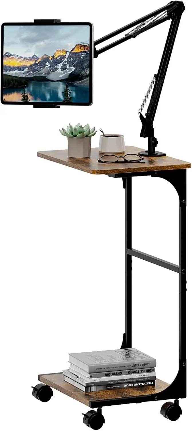 

Adjustable Tablet Stand with Storage Shelves and Wheels, Compatible with 4.7-13 Inch Devices