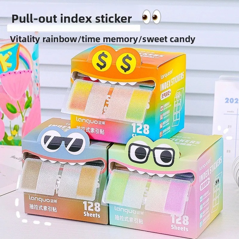 LANGUO Drawer-type Index Sticky Notes Matte Writable Reusable No Residue on Removal Quick-dry Memo Pad School Supplies