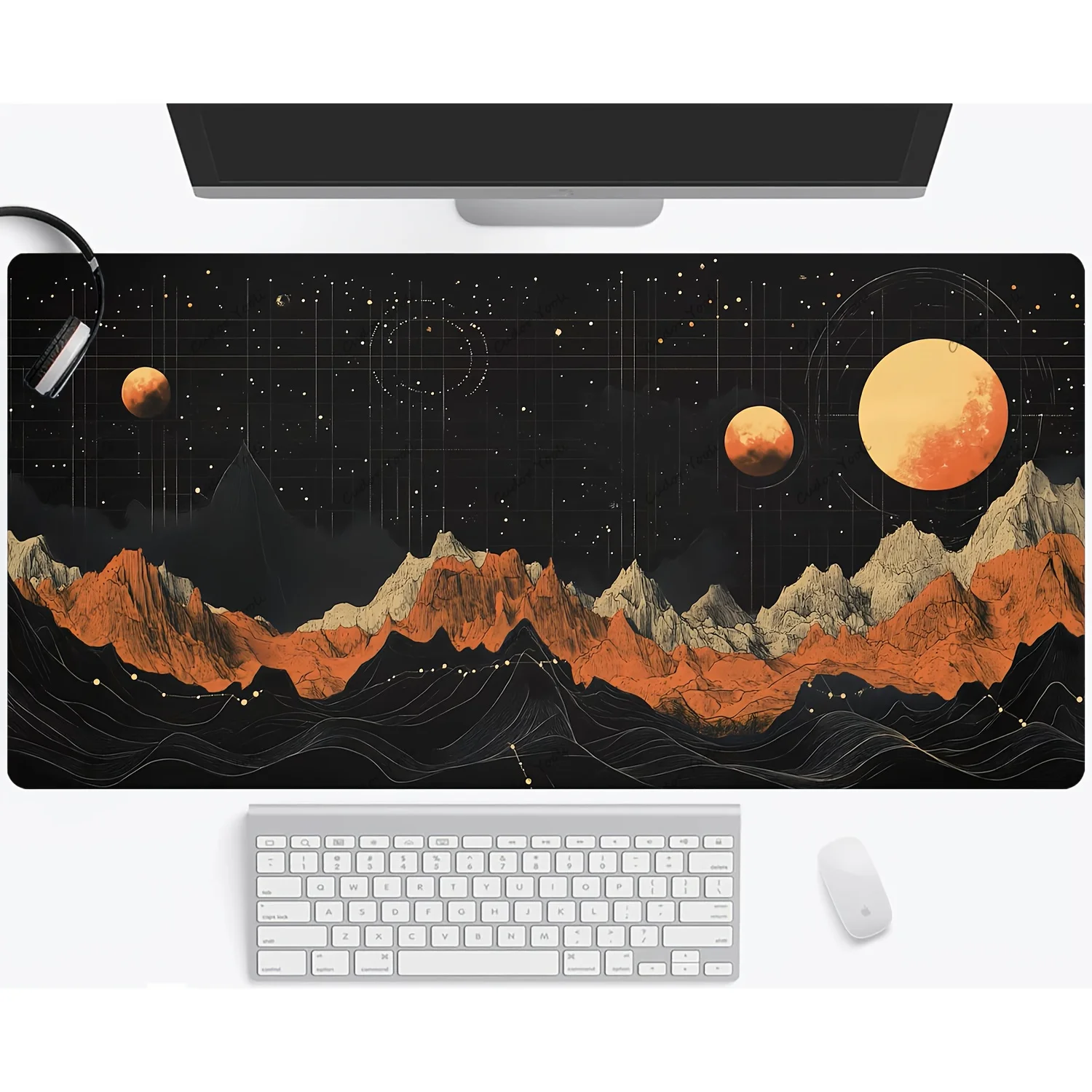 

Большой коврик для игровой мыши, нескользящий коврик для компьютера с прошитыми краями, дизайн Galaxy Planet, подходит для ПК, офиса и домашнего использования