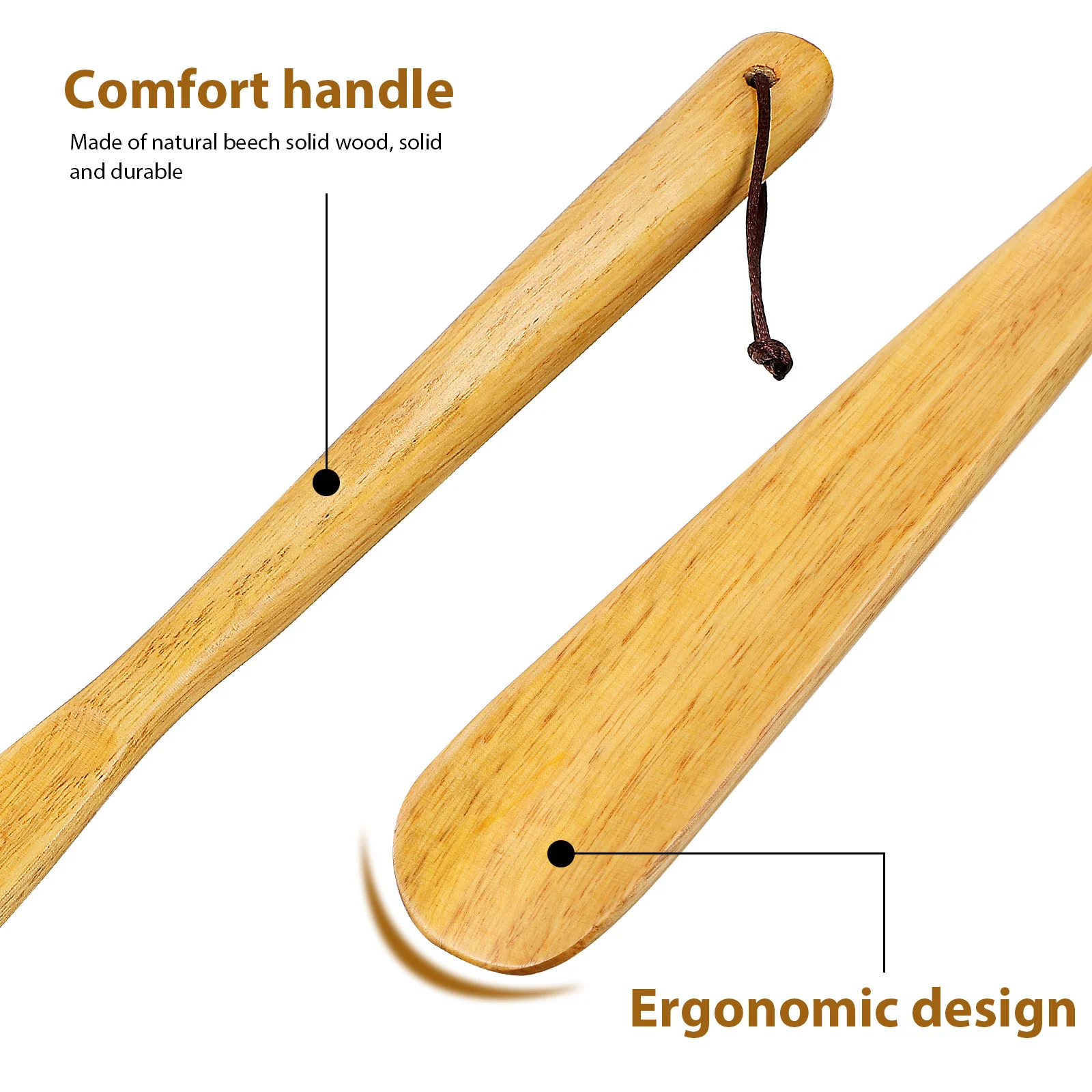 

2Pcs Comfortable Shoe Horns in Wood Long and Short Handle Shoe Helper for Seniors Women Men Daily Wear Short Handle Shoehorn,