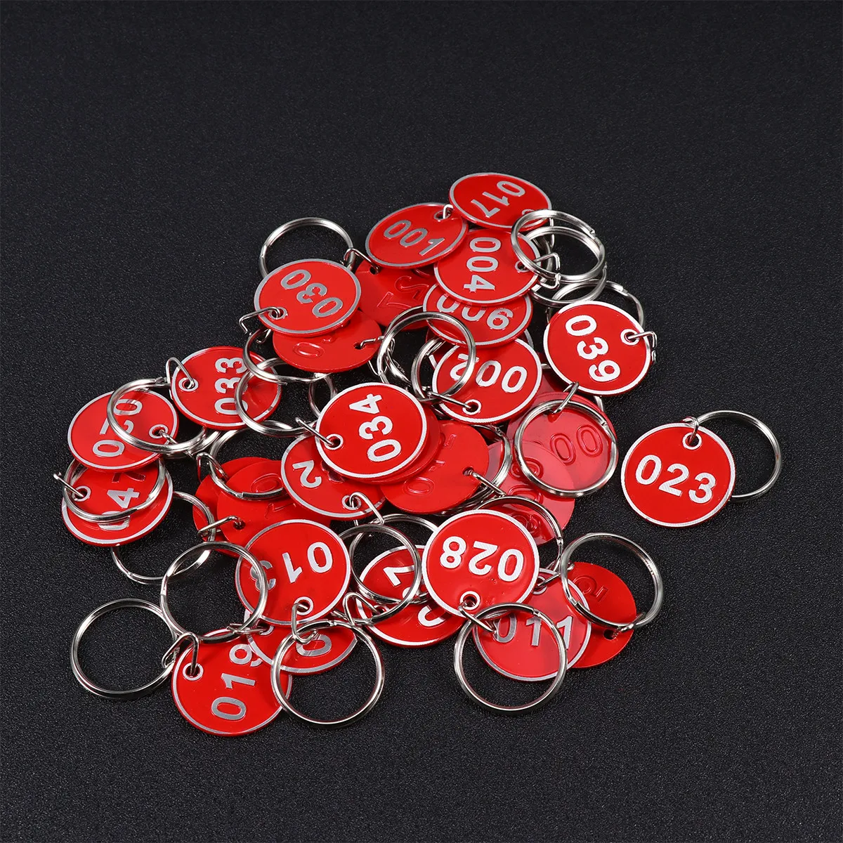 50Pcs Hard Aluminium Alloy Metal Numbers Plates Key Ring Labels for Luggage Tags Pet Name Tags Storage Number 1-50