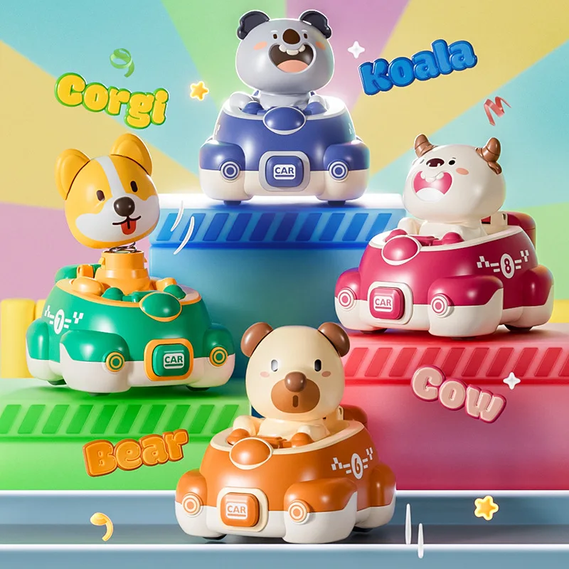 

Children Cartoon Animals Inertia Car Toy Boys Collide Eject Shake Toy Car Kids Play House Toy Puzzle Toys Boy Girls Gift