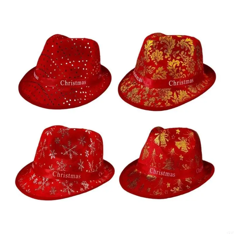C71F عيد الميلاد أفضل قبعة للنساء الرجال عطلة الاحتفال متلألئ قبعة للجنسين قبعة حفلات مهرجان قبعات الدعائم زي قبعة
