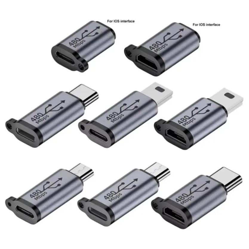 TypeC Female to Mini USB/Type C Female to Micro USB/Micro USB Female to Type C/Micro USB Female to Mini USB Connector Adapter