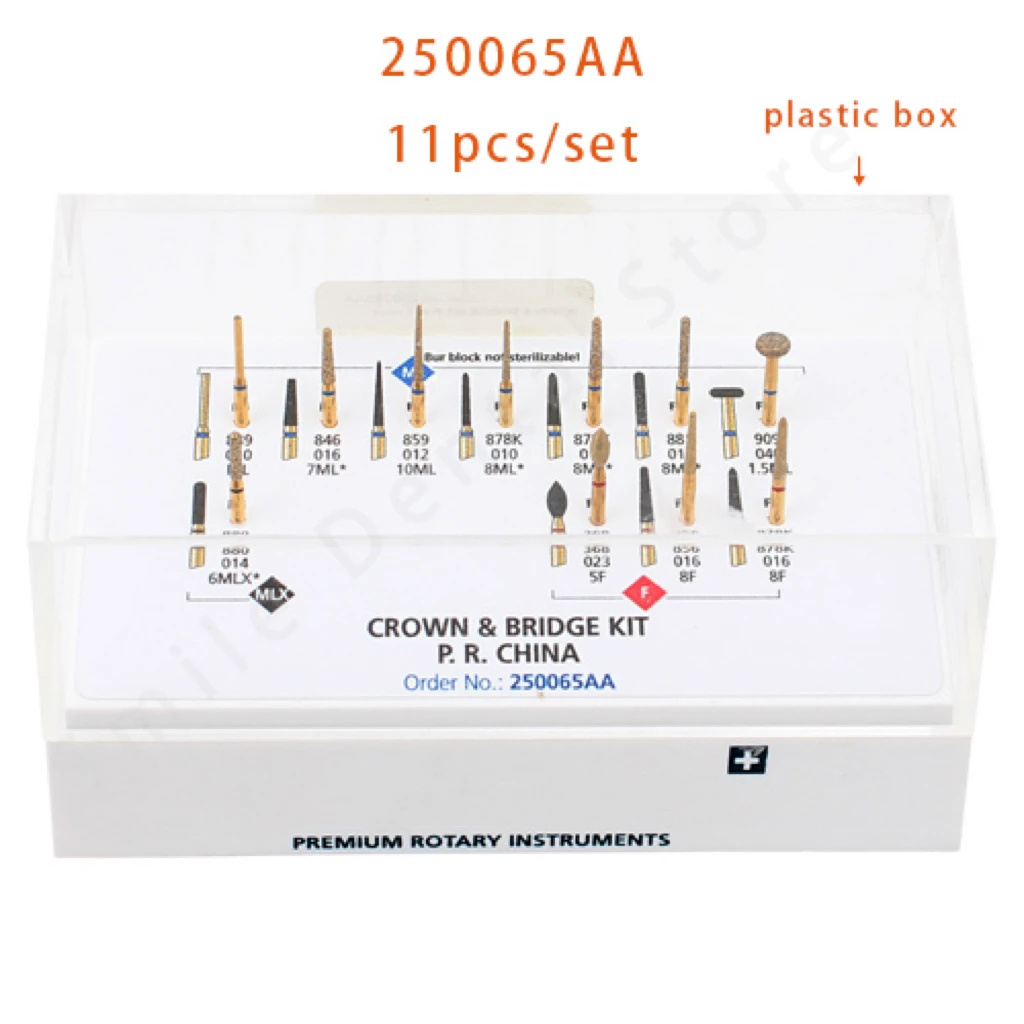 FG Dental Diamond Burs Set Full‑Ceramic Crown Veneer Inlay Onlay Anterior Posterior Bridge Prep Kit for Dental Restorative Works