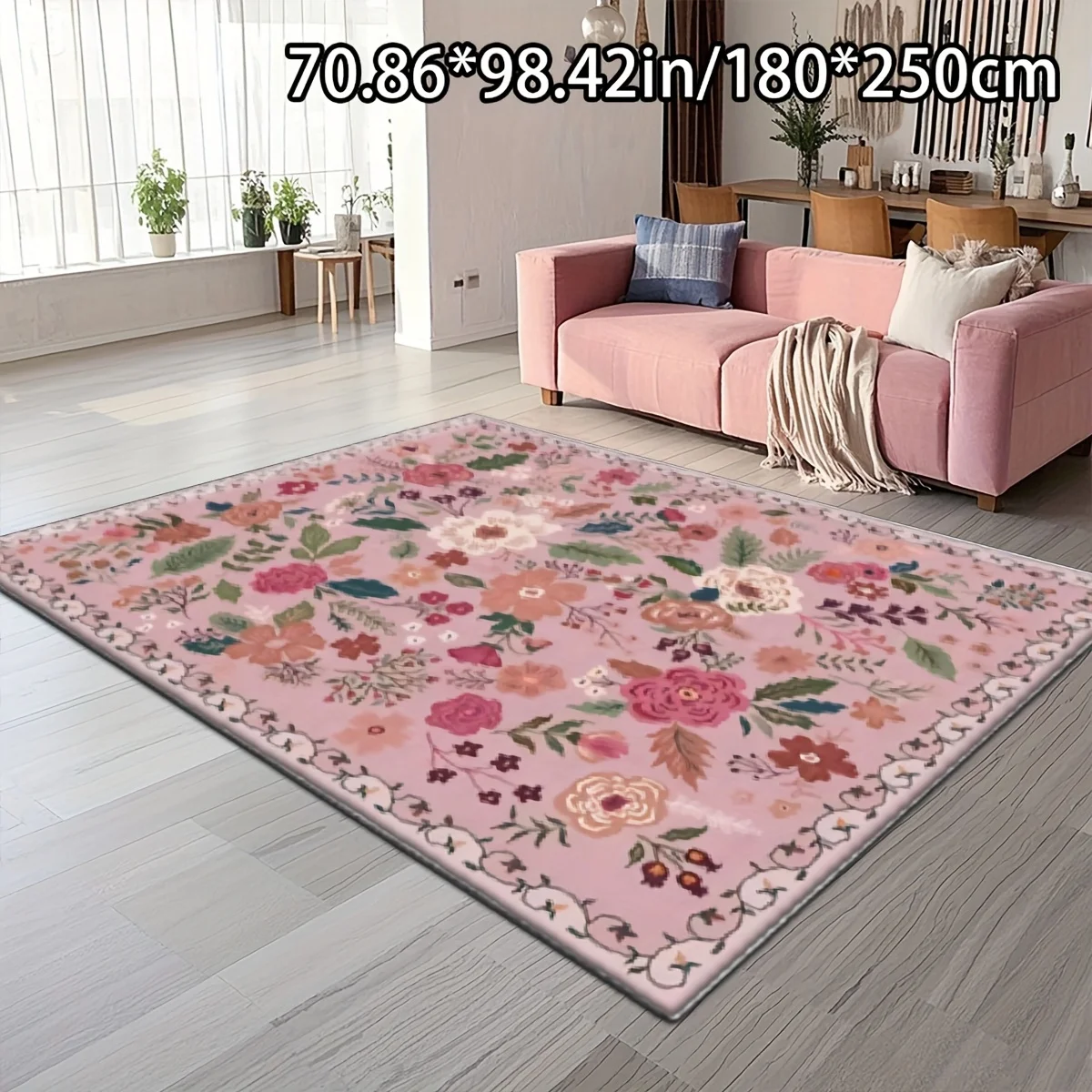 VIKAMA Soft Pastel Floral Home Rug Hand‑painted Multicolor Blossom Foliage Pattern Wear‑resistant Large‑size Indoor Floor Mat