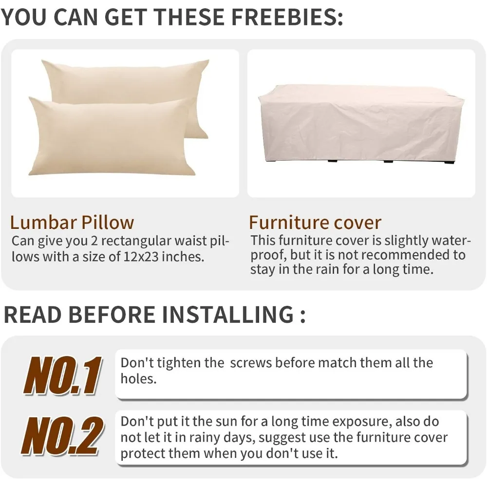 3-местный уличный коричневый диван из ротанга с глубокими сидениями, полиэтиленовый плетеный, нескользящая бежевая подушка для мебели для патио