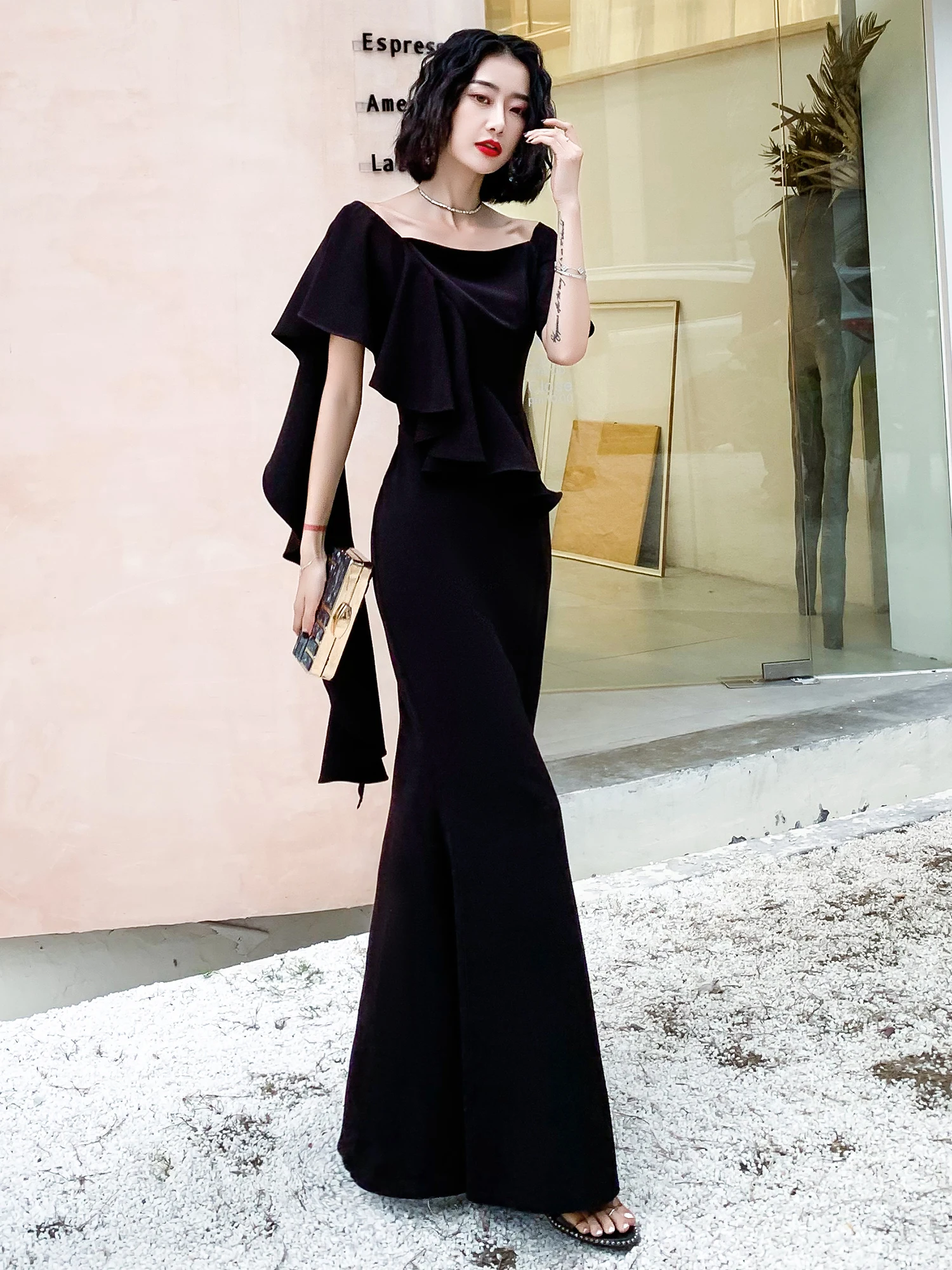 

Ele Bla Evening Gown Women's High-End Luxury Slimming Long Dr Faionable Mid-Waist Zipper Sle Fi Tail Skirt