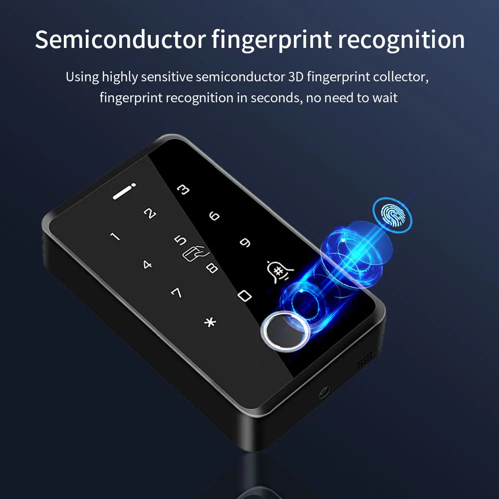 Outdoor Waterproof WiFi Fingerprint Keyboard Card Reader Supports Tuya App Mobile Application Remote Control Access Control