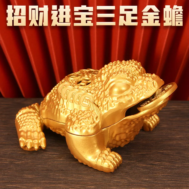 New Style Three-Legged Golden Toad Hollow Sand Gold Color Toad Wealth-Attracting Ornament Home Decoration Living Room Opening Gi