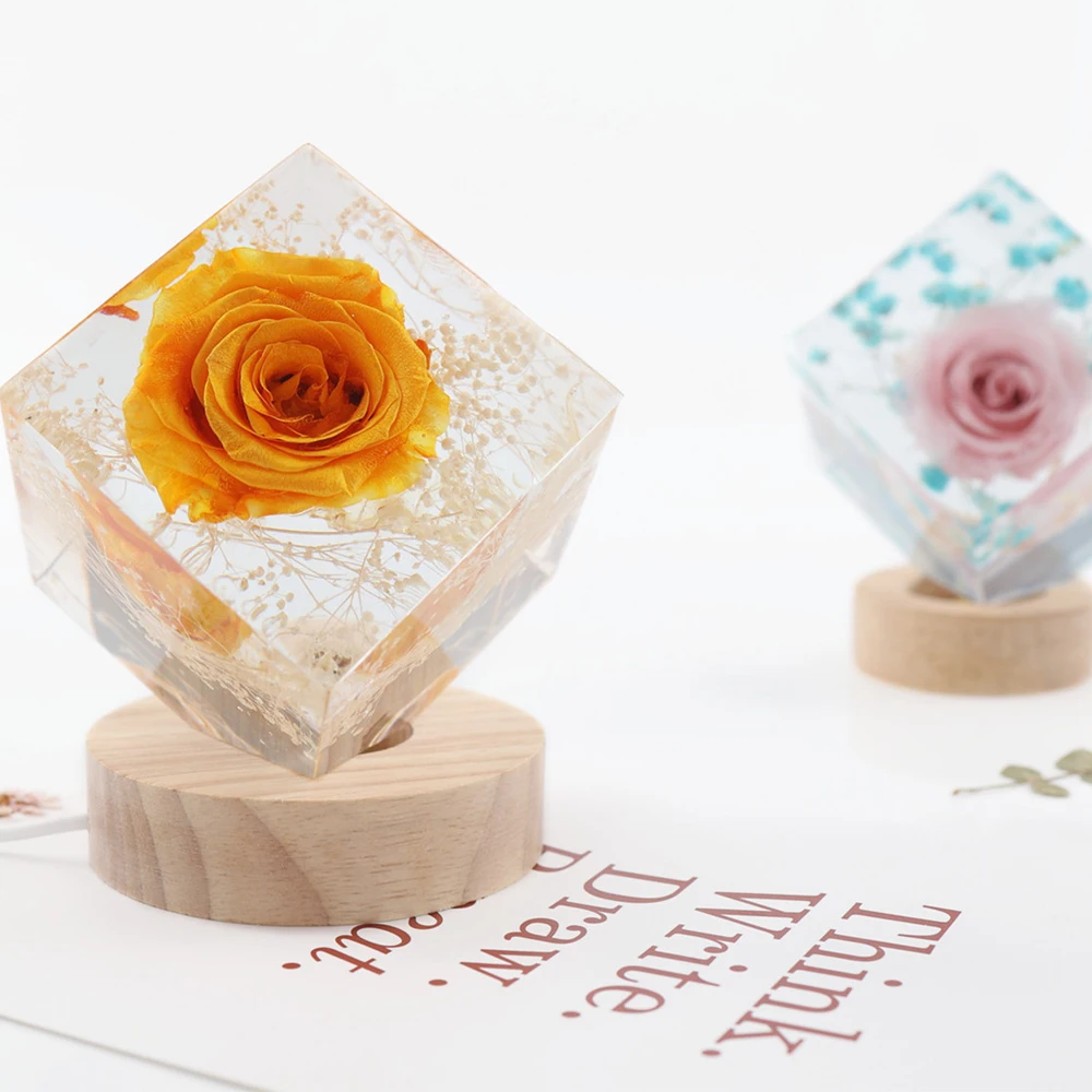 DIY Crystal Epoxy Resin cube bevel lamp holder Mold Geometric Mirror Decorative Lamp Silicone Mold