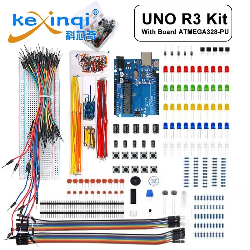 ATMEGA328 DIY Project Starter Kit For Arduino UNO R3 Kit Electronic Component Set With Box 830 Tie-points Breadboard