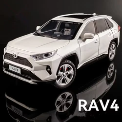 1:24 Toyotas RAV4 SUV coche en miniatura de aleación Diecast vehículos de juguete de Metal modelo de coche colección de simulación de luz y sonido regalo para niños