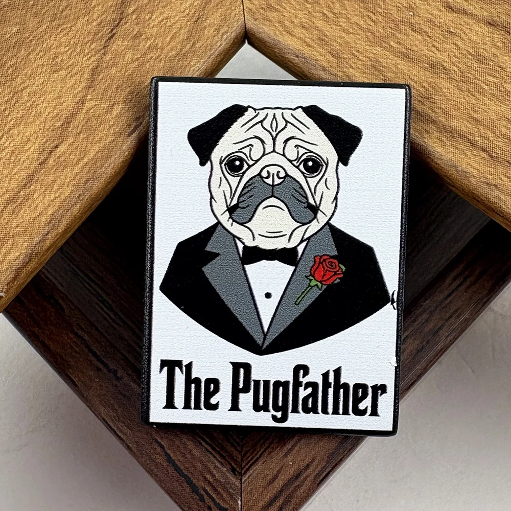The Pugfather Enamel Pin Funny Dog Movie Parody Brooch Godfather Pug Badge Cute Puppy Jewelry Gift for Dog Owners Film Lovers