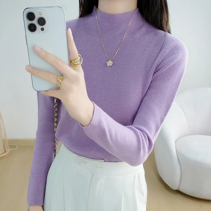 

2025 Cashmere sweater Women Half turtleneck Autumn And Winter Pullover Sweater New Cashmere Sweater Women Casual Knitted Top