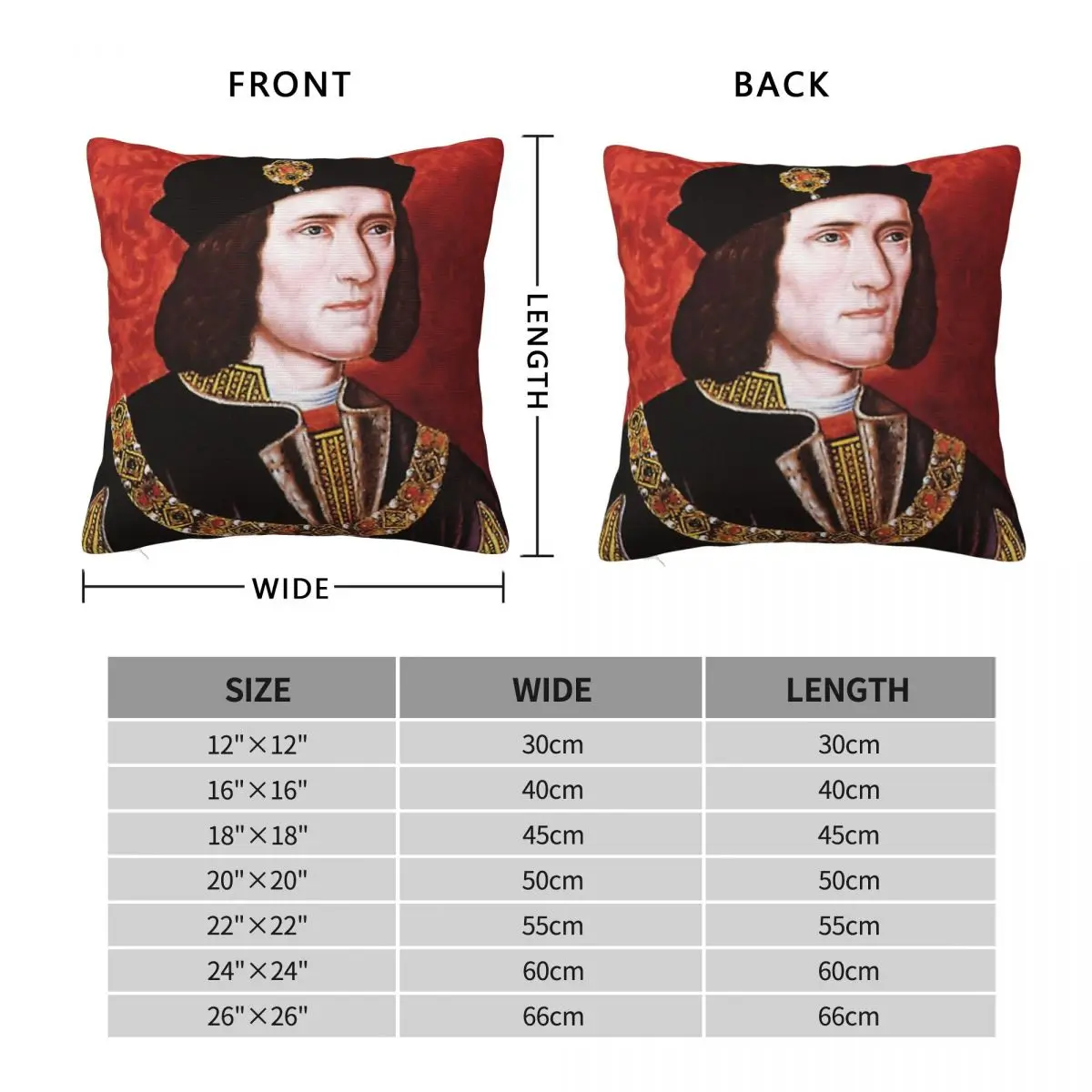 Richard III England King Square Pillowcase Polyester Linen Velvet Printed Zip Decor Throw Pillow Case Room Cushion Cover