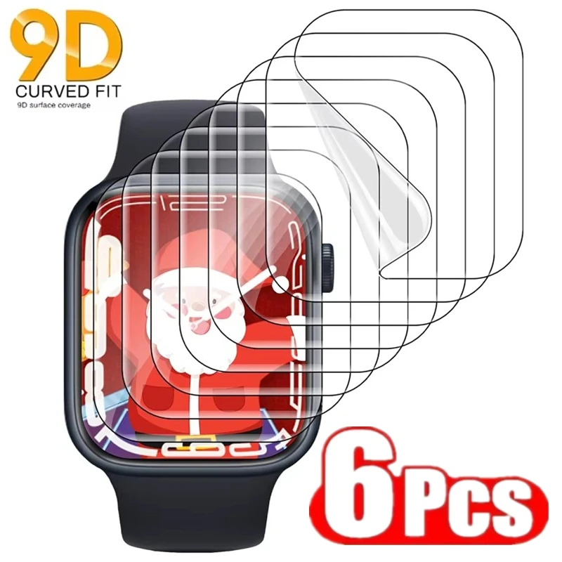 

6Pcs Hydrogel Film for Apple Watch 10 9 8 7 6 5 4 38MM 40MM 41MM 44MM 42MM 46MM Screen Protector for Apple Watch Ultra 49MM