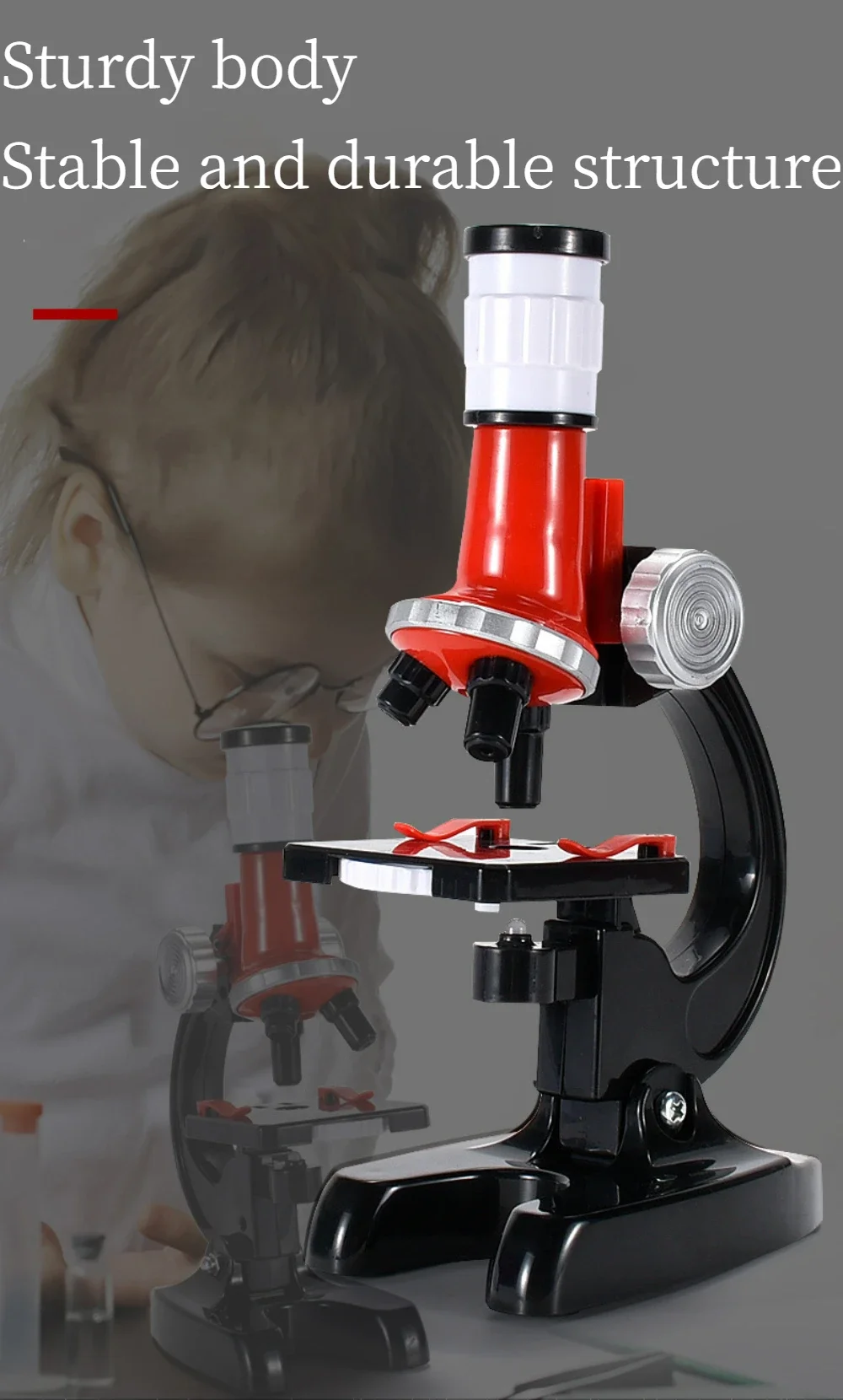 Biologisches Mikroskop-Set für Kinder mit Objektträgern, LED, 100x-400x-1200x, Verfeinerte Wissenschaftliche Instrumente, Spielzeug-Set, Geburtstagsgeschenk – Detail 10
