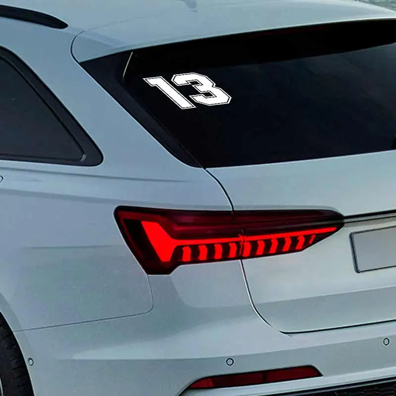 Number 13 Motorcycle Car Stickers Decor Electric Scooter Auto Body Windshield Helmet Decal Accessories Trunk Decals Y501