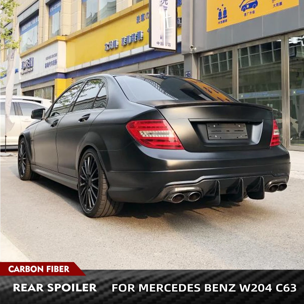 

For Mercedes Benz C Class W204 C250 C350 C63 AMG 2008-2013 FRP Black Rear Boot Wing Lip Carbon Fiber Car Rear Trunk Spoiler Wing