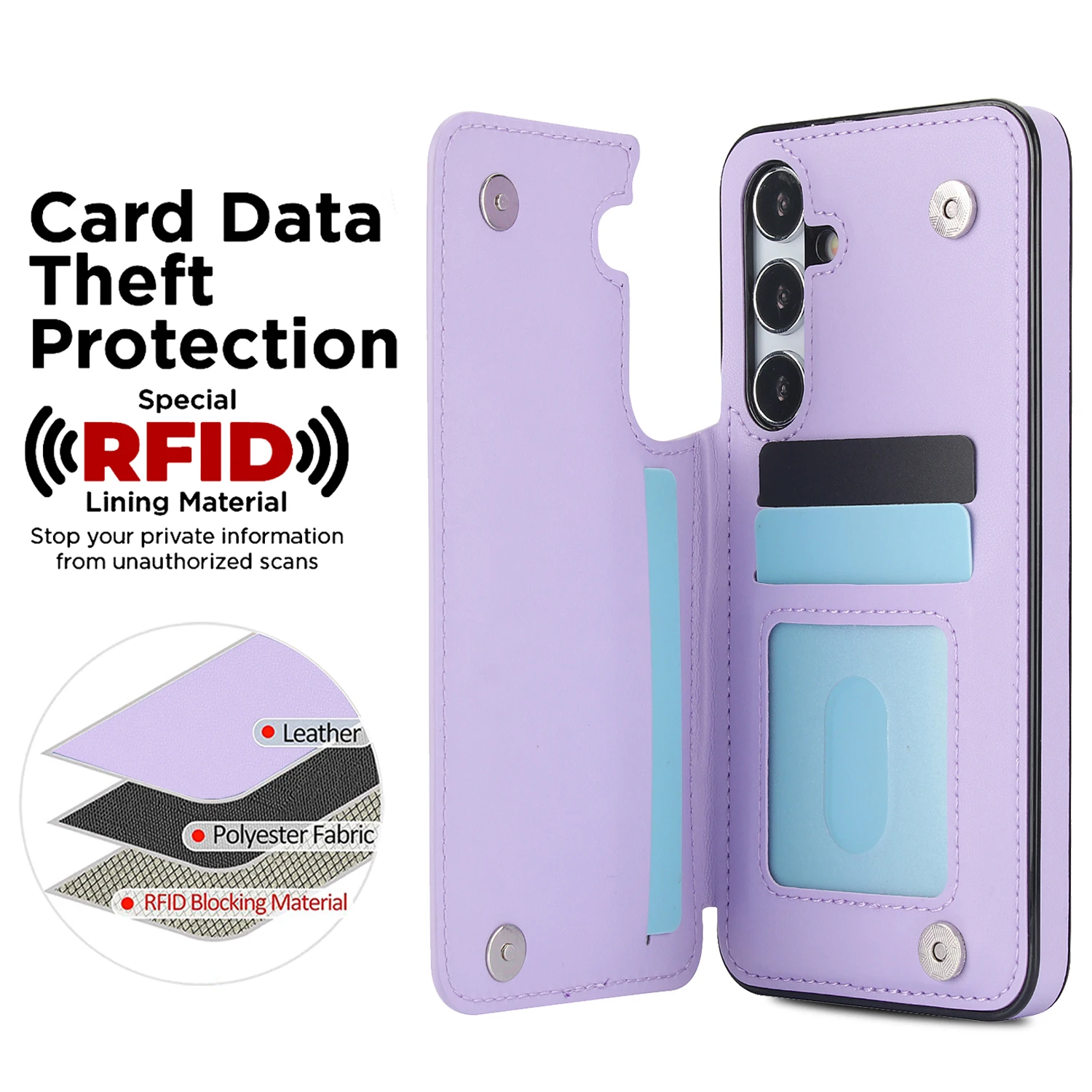 Wallet Double Button Small Fragrant Cardslot Magnetic Flip Leather Case For Samsung Galaxy S25 Edge S24 FE S23 Plus S22 Ultra