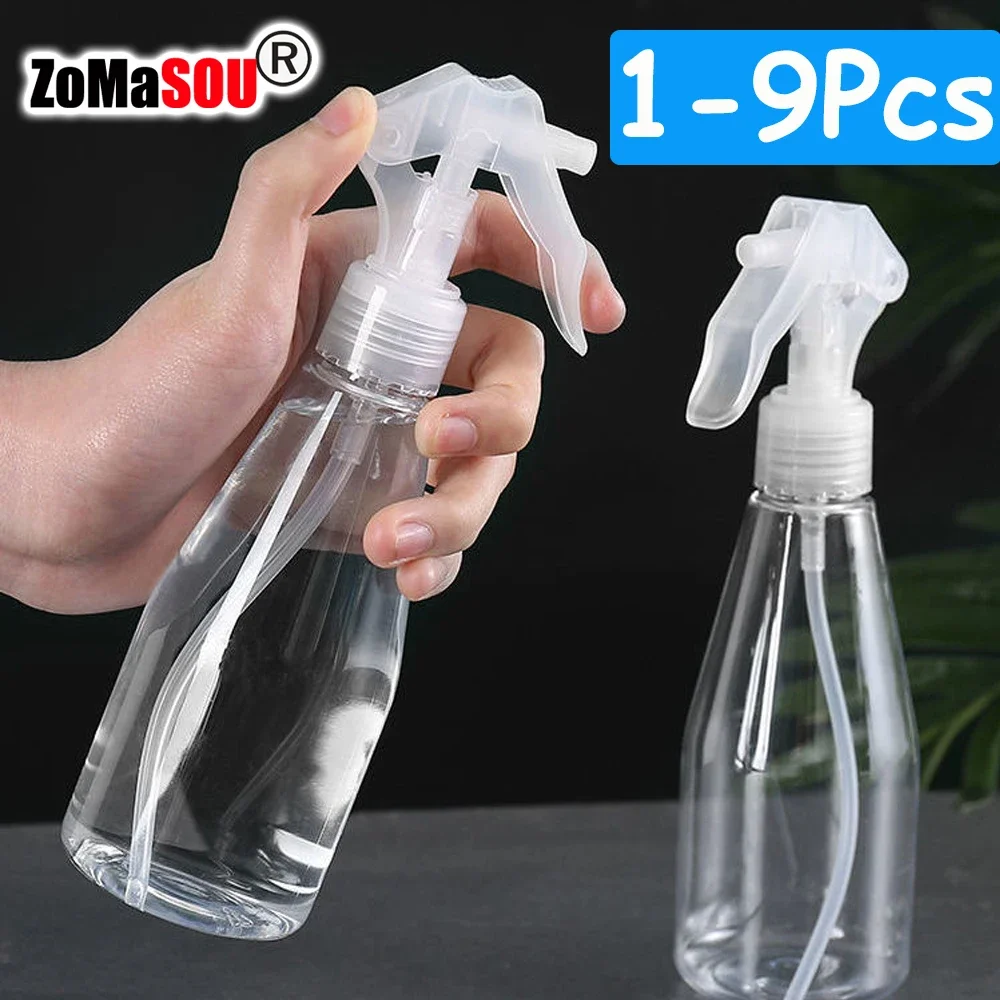 1-9 Pcs Plastic Spray Bottle 200ml Clear Empty Spray Bottles Refillable Trigger Sprayer Atomizer for Gardening Kitchen Hair Care