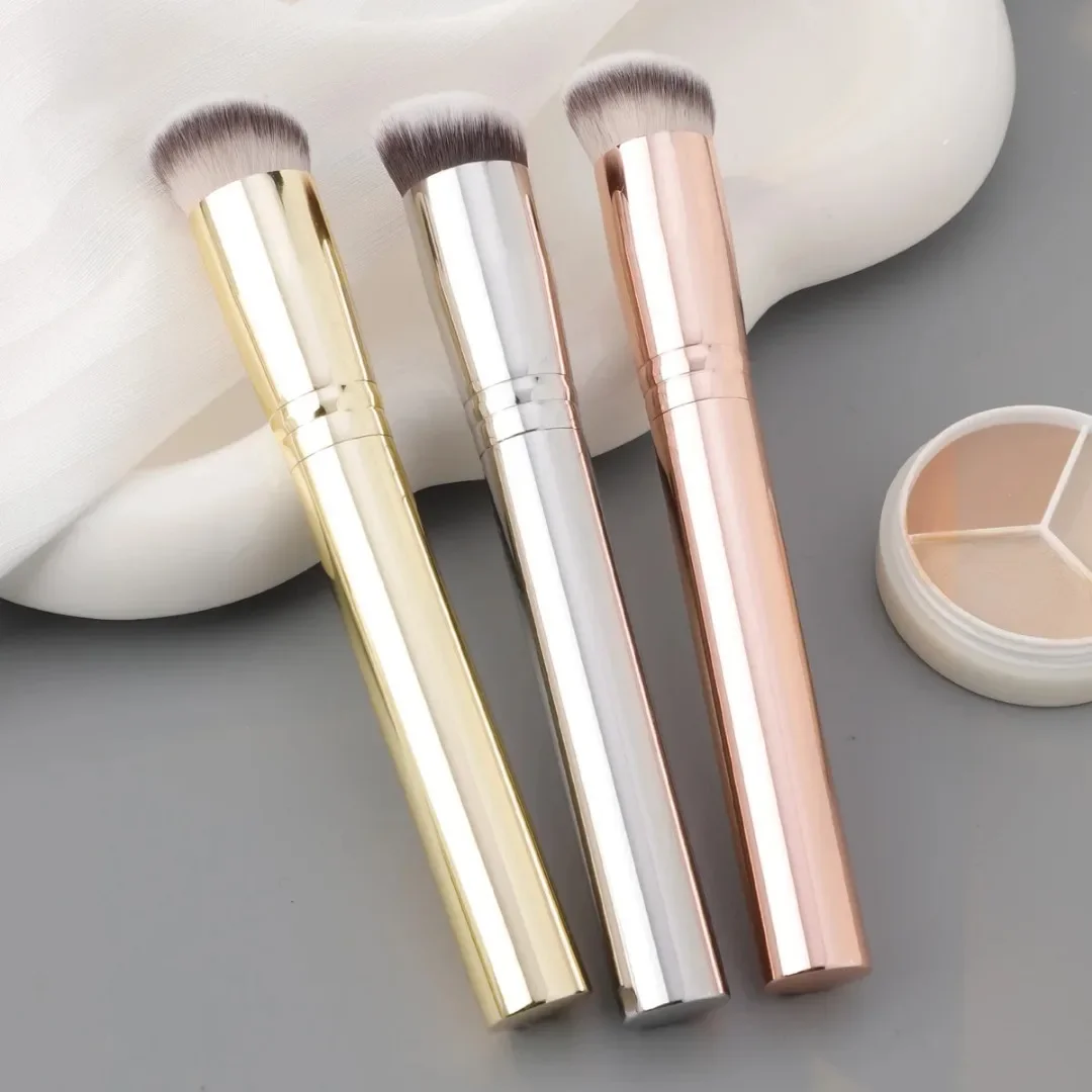 1 pièces Tube en aluminium tête inclinée pinceau de maquillage pour fond de teint cosmétique poudre correcteur Blush brosse pinceaux de maquillage outil de beauté