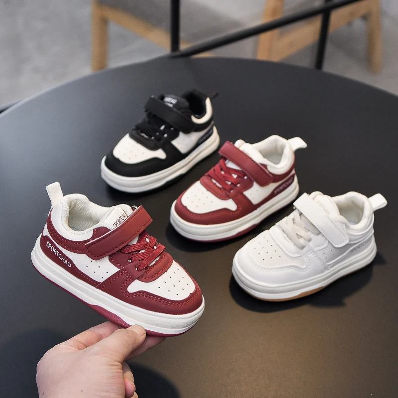 Children Sneakers Boys Girls Leather Low-Top Board Shoes Students Soft Bottom Footwear Kids Running Shoes Baby Casual Footwear