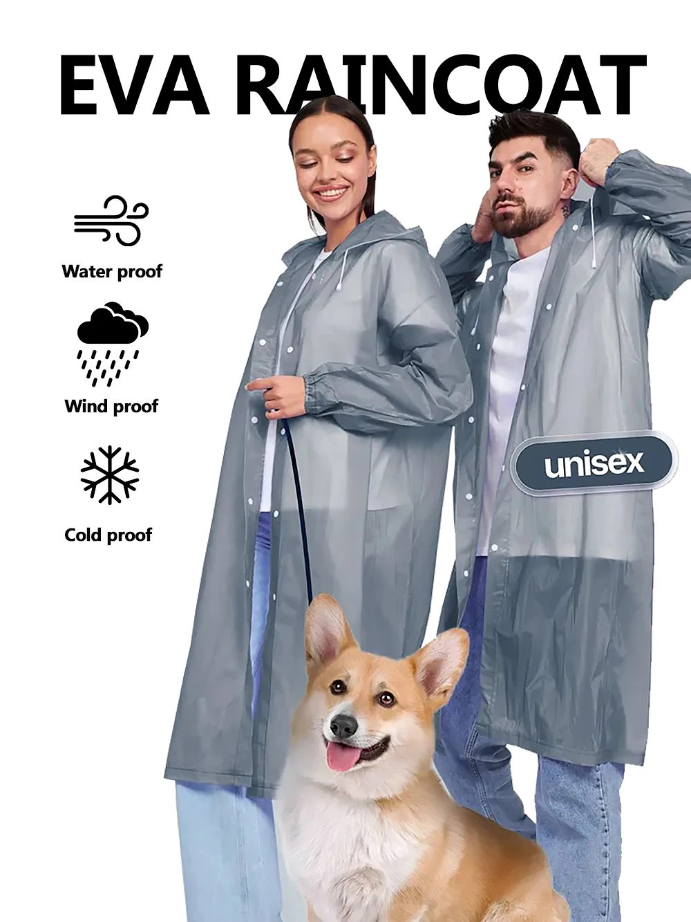 Unisex-Regenmantel aus dickem und langlebigem EVA-Material, leichter und tragbarer Regenmantel, geeignet für Mehrzweck-Regenmäntel