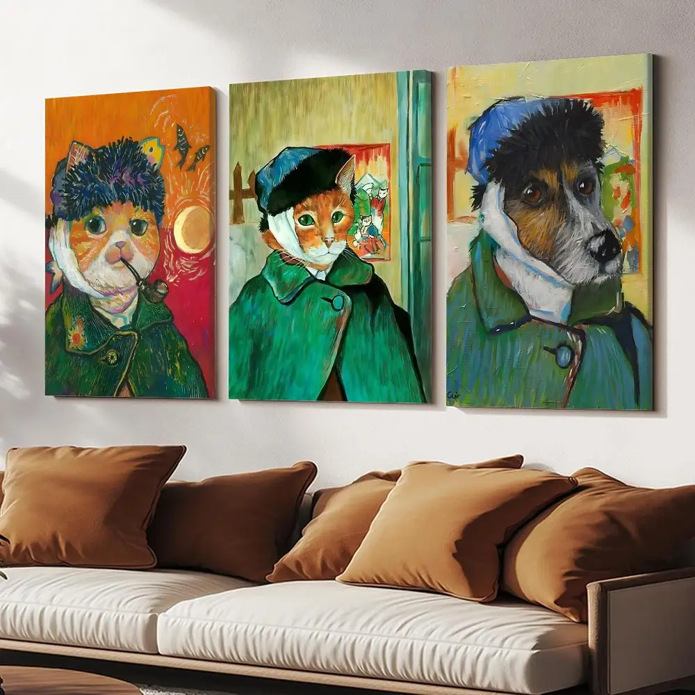 Van Gogh Second Creation Funny Painting Calligraphy Modern Style Inner Frame Canvas Poster Bedroom Room Hallway Wall Art Decor