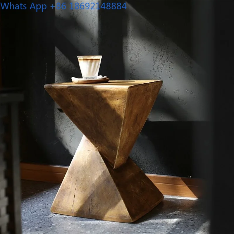 Minimalist Magnesium Oxide Coffee Table Artistic Guesthouse Living Room Sofa Wood Grain Side Table Creative Bedroom