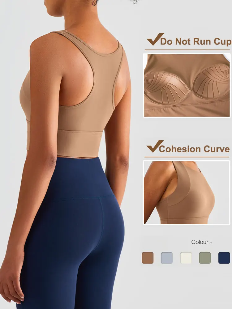 Women High Strength Earthquake Shockproof Sports Bra Fixed Cups Yoga Crop Top Fitness Push Up Outdoor Run Gym Workout Bralett