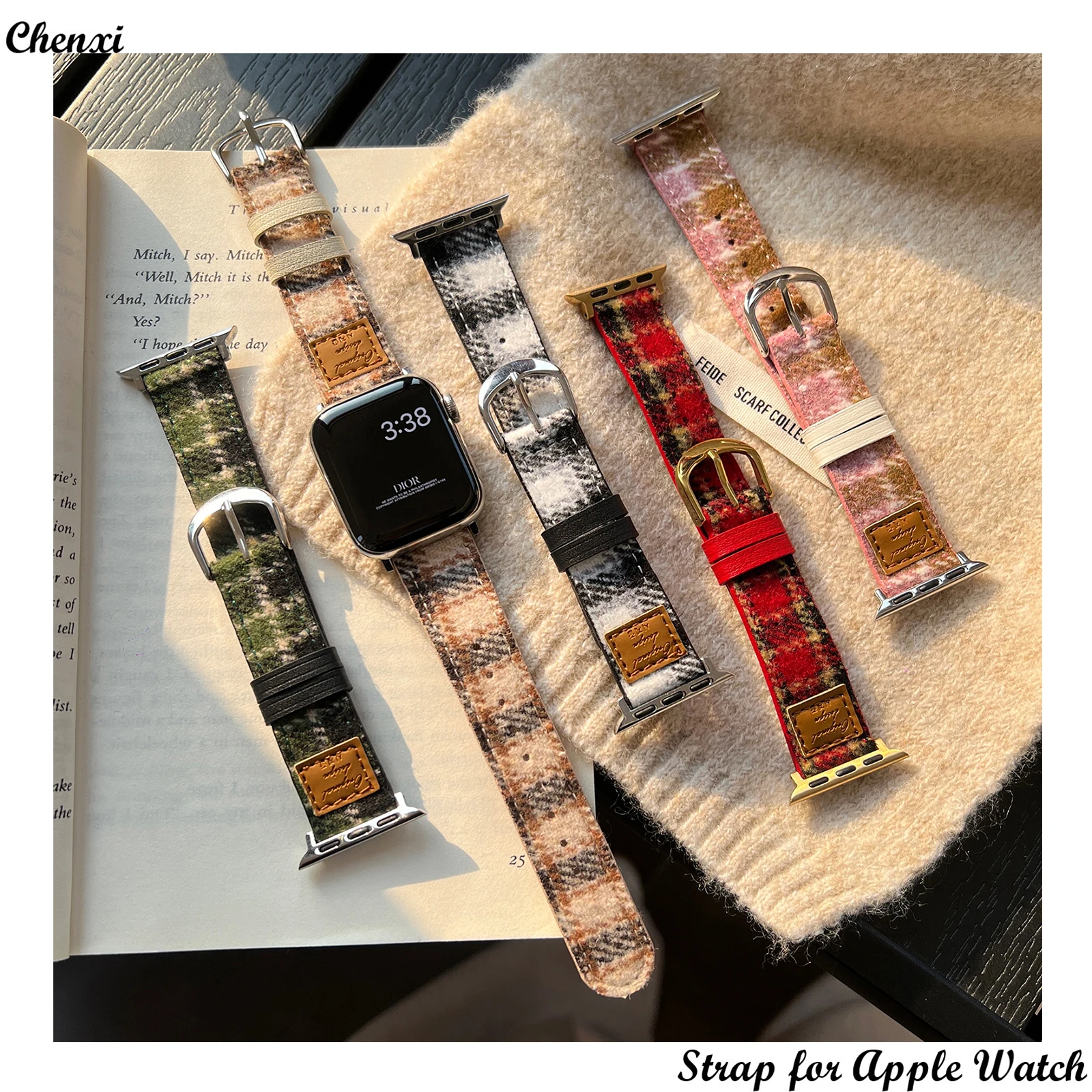 New Cell Woolen Strap for Apple Watch Band Colorful Bracelet Chain with Iwath98765SE Ultra40 41 44 45mm Women Fashion Wrist