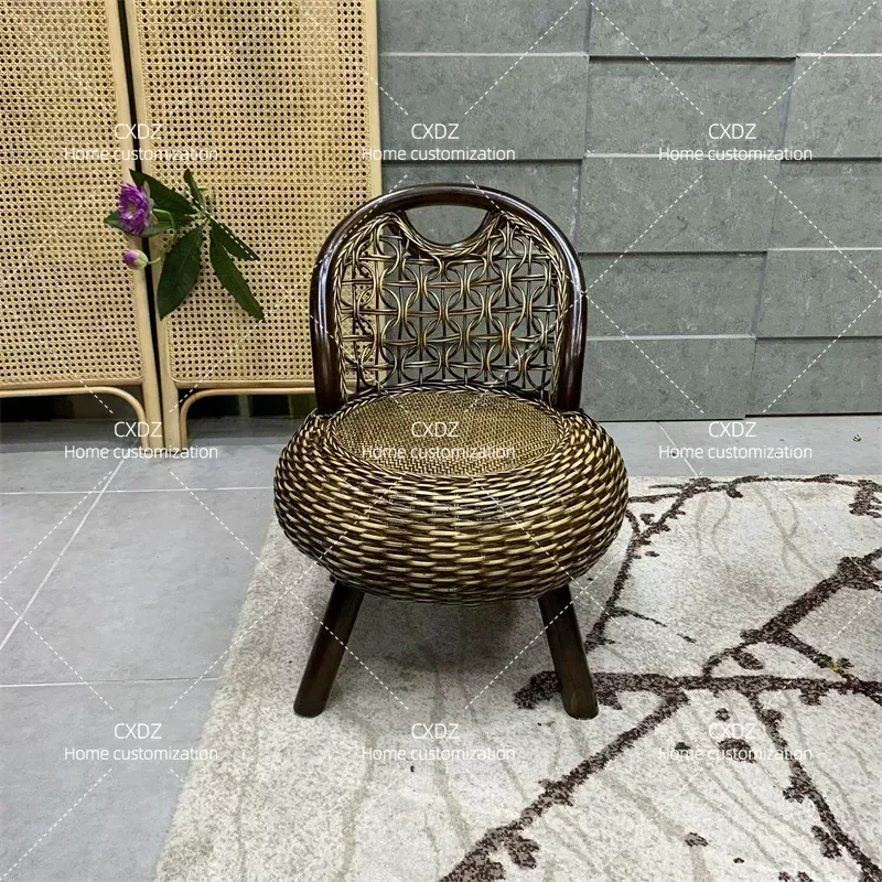 Natural Rattan Chair 3 Piece Balcony Table and Chair Set Coffee Table Combination Home Leisure Rattan Backrest Single Chair
